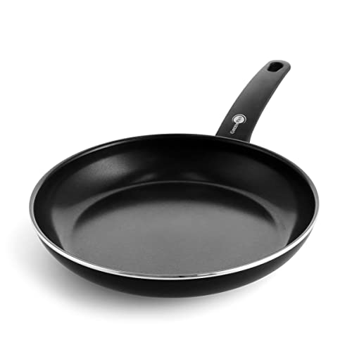 GreenPan Cambridge Sartén de cerámica antiadherente saludable de 28 cm, sin PFAS, inducción, apta para lavavajillas, apta para horno, negra