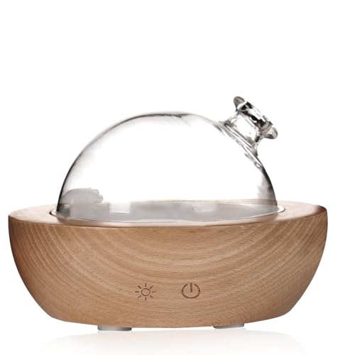 TERBRACO Wood Glass Essential Oil Diffuser with Glass Reservoir &