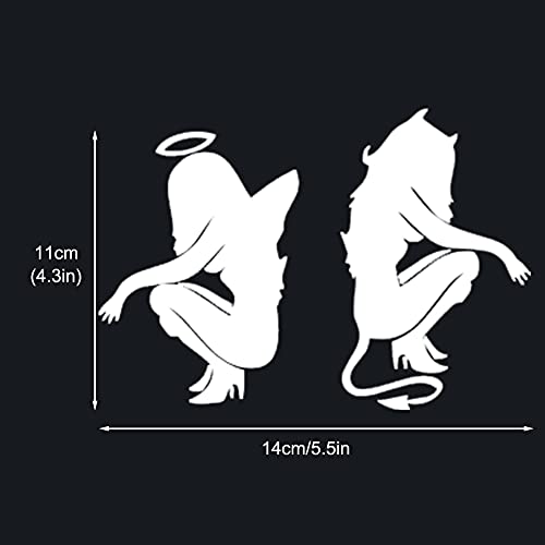 Image of 3 Pairs Sexy Angel and Devil Girl Sticker Naughty Nice Vinyl Good and Evil Die Cut Vinyl Decal for Windows Cars Trucks Bumper Laptops (Angel Devil - White)