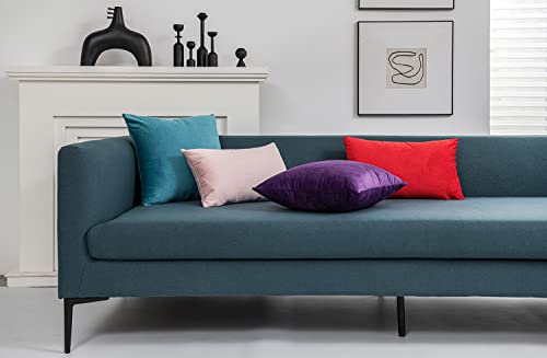 Dezene Turquoise Throw Pillow Covers 2 Pack 20 X 20 Inch Cozy Soft Velvet Square Decorative Pillow Cases, Lumbar Toss Pillow Shams, Euro Cushion Covers For Farmhouse, Couch, Sofa, Bed #TOP5