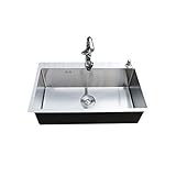 ⭐ [Ventaja Sink] Hecho de acero de 1,5 mm de espesor de acero de alta calidad, material sanitario,,, acabado satinado durable duradero, fácil de limpiar