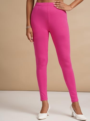 Image of ONE SKY Women Full Length Leggings | Cotton Modal Spandex Blend | High Waist Stretchable & Bio-Washed Fabric | Colour-Lock Technology | Comfortable Leggings for Women