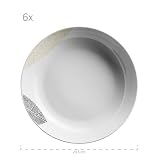 MÄSER 931215 Hübsch dekoriertes Geschirr Set für 6 Personen, 30-tlg Kombiservice, mit randlosen Formen, Porzellan, Weiß