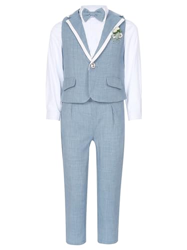 Image of CHICTRY Baby Boy Formal Suit 6 Pieces Set Wedding Christening Baptism Outfit Gentleman Clothing Suit