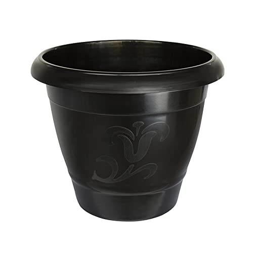 Vaso de Planta Redondo Grande Plástico Preto Jardim Flores Arqplast