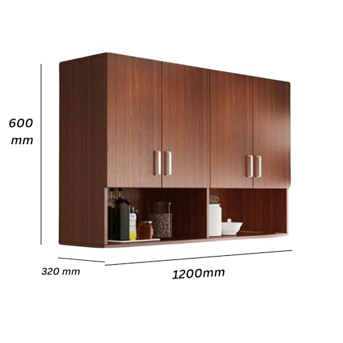 Image of Spyder Craft Matte Finish EA116 Wall Mounted Kitchen Cabinet Multi-Purpose Cabinet for Kitchen |Living Room & Bedroom|Bathroom Organizer Color: Walnut-Brown || Assembly -DIY (Do-It-Yourself)