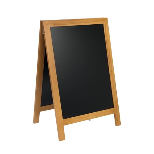 SECURIT - Pizarra con caballete de Madera de Caucho Lacado "Deluxe" - Pizarra para Rotulador de Tiza Líquida - Restaurante, Bar, Cafetería, Tienda - 55 x 85 cm - Color Teca
