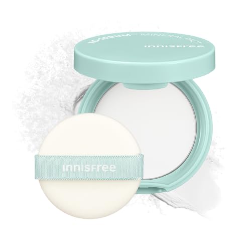 innisfree No Sebum Mineral Pact | Korean Pressed Setting Powder Compact | Transluscent Oil and Shine Control | Smooth, Mess - Free Applications | Includes Mirror & Powder Puff