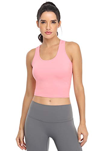 Image of Joviren Crop Tank Tops for Women Workout Cropped Athletic Shirts | 4 Pack Cotton Racerback Yoga Tops
