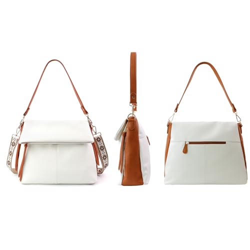 Image of IBEE Large Hobo Crossbody Bags for Women Vegan Leather Crossbody Purse Womens Shoulder Bag with Multiple Zippers