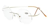 Eyekepper Titanium Rimless Round Reading Glasses Circle Readers Gold