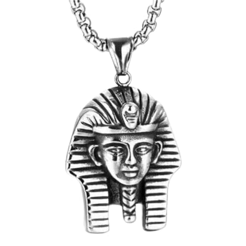 Naivo ヴィンテージ メンズ エジプト ファラオ ペンダント ステンレススチール ネックレス レディース チェーン アクセサリー, 金属, 宝石なし