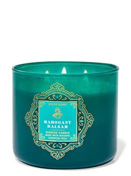 Bath & Body Works, White Barn 3-Wick Candle w/Essential Oils - 14.5 oz - 2021 Christmas & Winter Scents! (Mahogany Balsam)