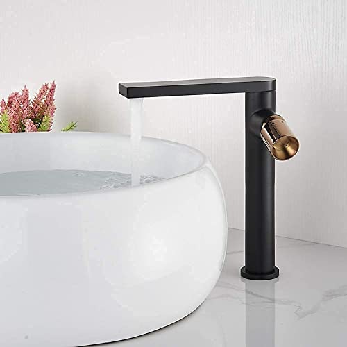 Mitigeur de lavabo surélevé noir mât au design luxueux pour vasque à poser