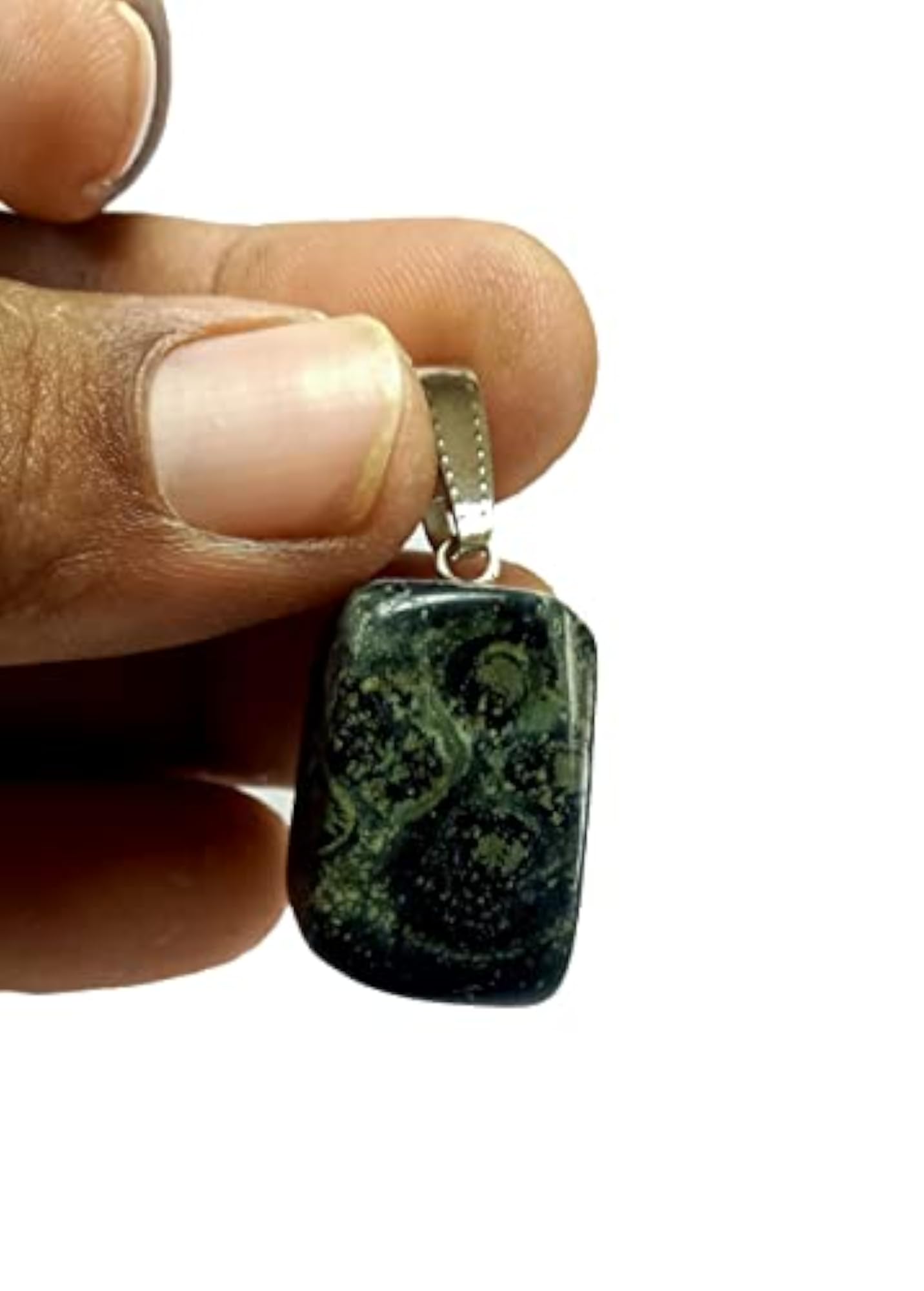 Kambaba Jasper Tumbled Round Shape Crystal Pendant Necklace