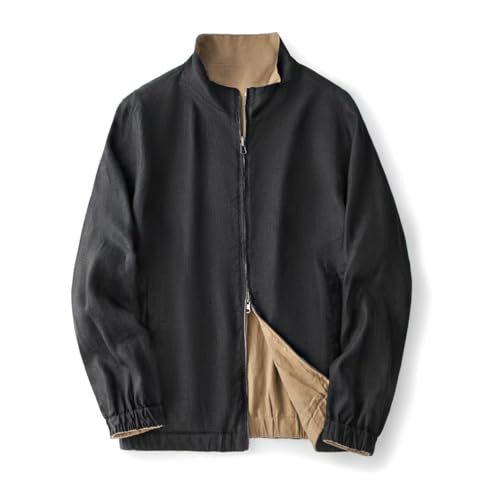 Veste réversible homme lin col montant contre le vent de mi-saison