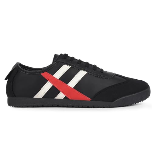 Image of Liberty LEAP7X Black Sneakers for Men - Memory Foam Lace-Up Casual Wear
