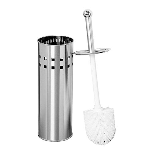 Stainless Steel Toilet Brush Holder, Brushed Nickel Freestanding Bathroom Rack, Modern Round Design, Toilet Cleaning Accessory for Home and Office