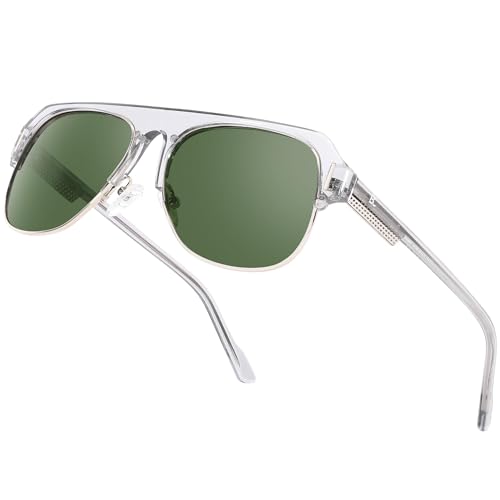 Image of BIRCEN Acetate Polarized Sunglasses for Men: Classic Metal Frame Club Sun Glasses UV Protection for Driving Vacation Golf Gray