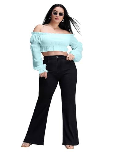 Image of Miss Chase A+ Women's Wide-Leg High Rise Regular-Length Stretchable Denim Jeans