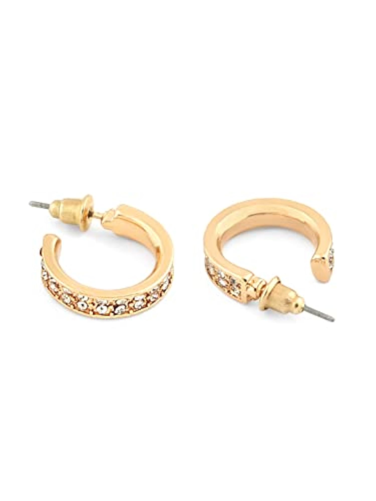 Contemporary Dazzling Diamonds Semi Hoop Earrings For Women