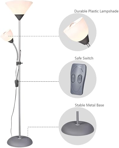 ANIMO SHOP Luminária Chão Coluna Cúpula Dupla Branca