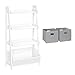 RiverRidge Kids 24in Toy Organizer and 2pc 4-Tier Ladder Shelf, White with 2 Gray Bins