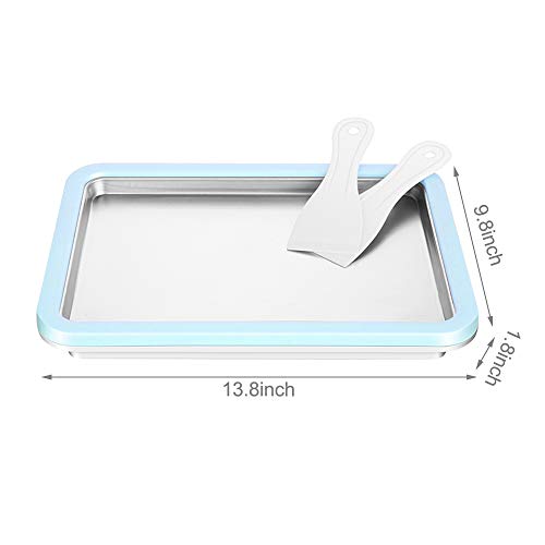 Ice Cream Pan, SEAAN Roll Ice Cream Maker Fried Yogurt Milk Machine DIY Homemade Frozen Yogurt Rectangle with 2 Spatulas, Blue
