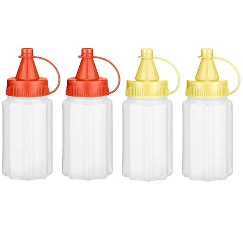 4 Pieces Mini Ketchup and Mustard Bottles, 1 oz Samll...