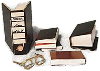 Streets Ahead Delightful Set of 6 Dolls House Miniature Books and Reading Glasses 1/12th Scale