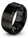 Charming Jewelers Tungsten Wedding Band Ring 10mm for Men Women Comfort Fit Black Beveled Edge Polished Brushed Size 10