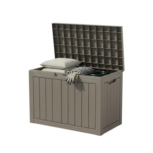 Image of 45 Gallon Lockable Deck Box for Indoor & Outdoor Storage, All-Weather Water Resistant Chest for Garage, Holiday Decor, Patio Cushions & Tools