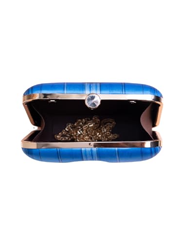 Image of Artklim Printed Box Clutch for Girls - Cross Body Purse with Detachable Golden Chain Strap