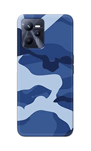 Image of Printed Hard Back Cover Case for Realme C35 Back Cover (Army Blue Pattern) -702