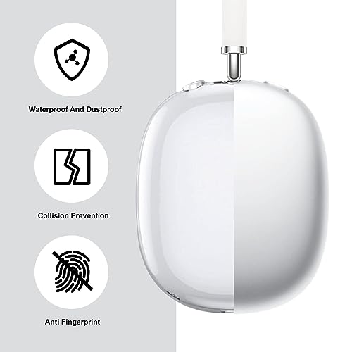 Goodern Compatible for Apple AirPods Max Case Cover Silicone Transparent Protective Sleeve Waterproof Headphones Case Cover Airpods Max Accessories Clear Soft Skin for AirPod Max Durable Shell-Clear