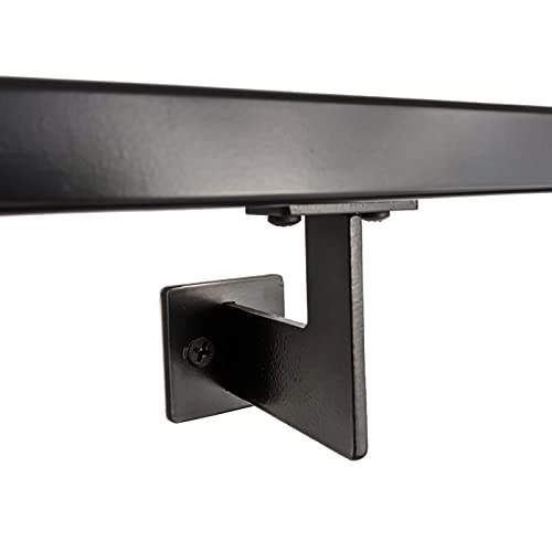 Urban Contemporary Aluminum Complete Handrail Grab Bar Set, Brackets Included, Black Powder Coated Finish (6 Foot Handrail Set) #TOP3