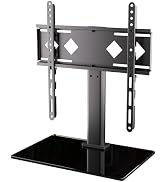 Height Adjustable Swivel Universal TV Stand with Tempered Glass Base, 304 Materials for Outdoor U...