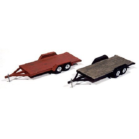 VINTAGE WOOD DECK TANDEM TRAILERS (2) - JL INNOVATIVE DESIGN HO SCALE MODEL TRAIN ACCESSORIES 923 by JL Innovative Design