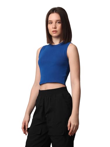 Image of ONLY Women's Rayon Blend Slim Fit Casual Crop Tank Top