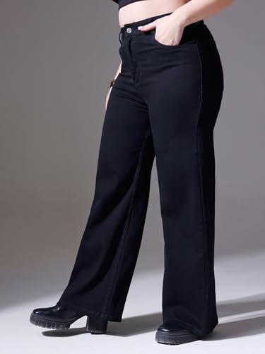Image of Miss Chase A+ Women's Wide Leg High Rise Regular Length Stretchable Denim Jeans