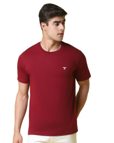 Image of Pinkmint Men's Cotton Blend T-Shirt ll Soild Round Neck T-Shirt ll Stylish Half Sleeve T-Shirt's (Pack of 1)
