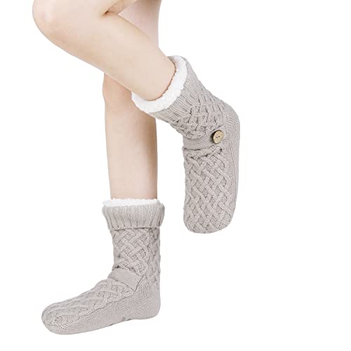Image of Chassic Sherpa Lined Slipper Socks for Women, Non-Slip Cozy Winter House Socks, Soft Fuzzy Socks, Christmas Gifts for Women & Ladies Stocking Stuffers
