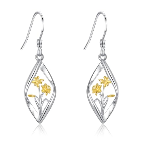 Boucles d'oreilles jonquilles en argent 925 anti-allergie pour oreilles sensibles