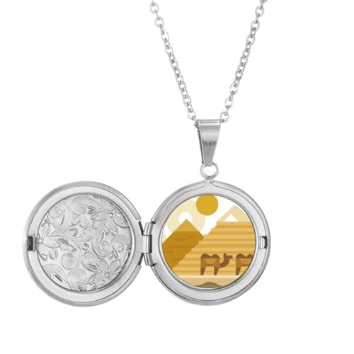 エジプトのスフィンクスピラミッドキャメルイエローグリーン フォトネックレスはペンダントアクセサリーを開くことができます