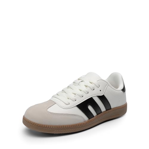 DREAM PAIRS Women's Tennis Sneakers Walking Flat Low-Top Casual Lace-Up Comfortable Nia Fashion Sneakers Shoes 6.5 White Multi