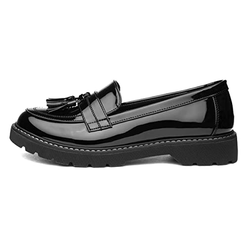 Lilley Angel Womens Black Patent Tassel Loafer - Size 3 UK - Black