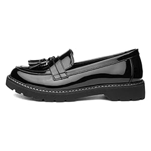 Lilley Angel Womens Black Patent Tassel Loafer