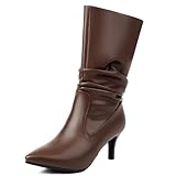 Premium Craftsmanship: Crafted with meticulous attention to detail, these stiletto boots are made from high-quality materials that ensure durability and long-lasting wear. The ruched texture and sleek stiletto heel offer a luxurious look and feel, making these boots a standout addition to any fashionista’s collection.