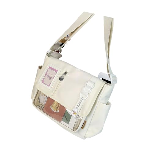 Bolsa cruzada de nailon japonesa de estilo universitario diseñada para fanáticos del anime y estudiantes, práctica y espaciosa, bolsa de hombro para libros de estudiantes, Hermoso blanco, One Size Bolsa cruzada de nailon japonesa de estilo universitario diseñada para fanáticos del anime y estudiantes, práctica y espaciosa, bolsa de hombro para libros de estudiantes, Hermoso blanco, One Size