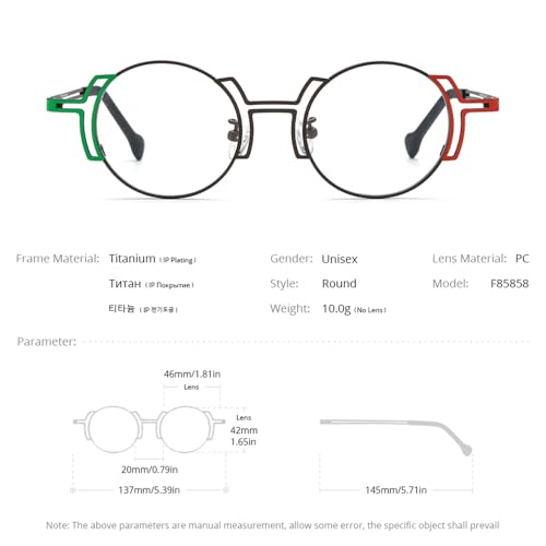 Image of FONEX Colorful Pure Titanium Glasses Frame Women Retro Round Eyeglasses